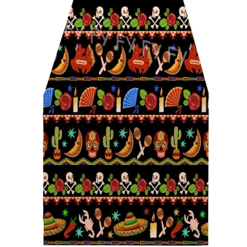 ZHAOQIN Tischläufer Modern Leinen Tischläufer Home Küche Tisch Dekoration Zucker Schädel Tischläufer Tisch Urlaub Party Favor(7,200x33cm78x13inch) von ZHAOQIN