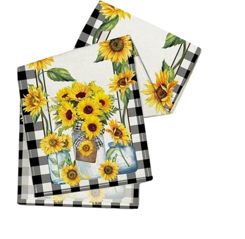 ZHAOQIN Tischläufer Modern Sommer Sonnenblumen Leinen Tisch Läufer Hochzeit Party Dekoration Waschbar Esstisch Läufer for Küche Zimmer Dekor(200x33cm 78x13inch) von ZHAOQIN