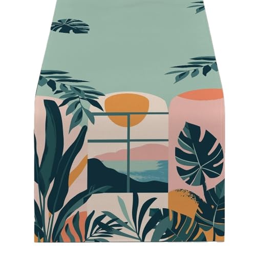 ZHAOQIN Tischläufer Modern Sonnenuntergang Tischläufer for Esstisch Zubehör Tropische Dekoration & Läufer Dekor Party Elegante Esszimmer Dekorationen Partys(1515(3),180-33cm 70-13inch) von ZHAOQIN