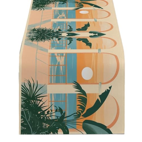 ZHAOQIN Tischläufer Modern Sonnenuntergang Tischläufer for Esstisch Zubehör Tropische Dekoration & Läufer Dekor Party Elegante Esszimmer Dekorationen Partys(1515(4),200-33cm 78-13inch) von ZHAOQIN