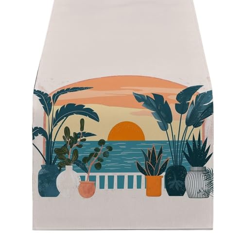 ZHAOQIN Tischläufer Modern Sonnenuntergang Tischläufer for Esstisch Zubehör Tropische Dekoration & Läufer Dekor Party Elegante Esszimmer Dekorationen Partys(1515(5),180-33cm 70-13inch) von ZHAOQIN