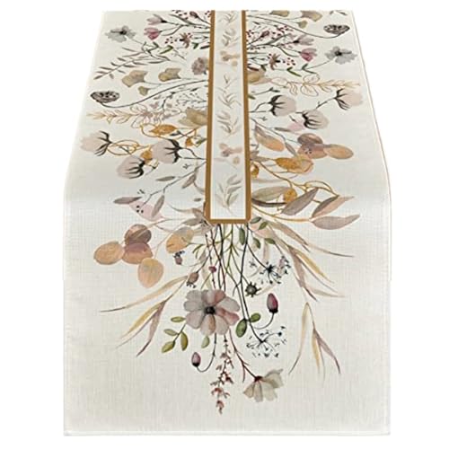 ZHAOQIN Tischläufer Modern Tischläufer aus Leinen mit Blumenmuster, Thanksgiving-Hochzeitstischdekoration for Küchendekor, Home-Party-Tischläufer, Kaffeetischdekoration(A,180x33cm 70x13inch) von ZHAOQIN