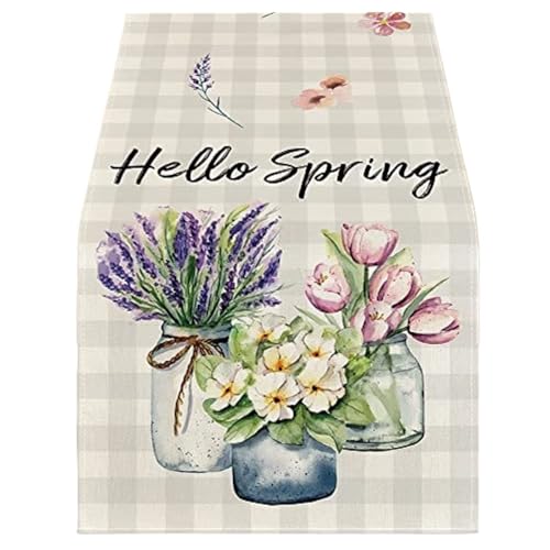 ZHAOQIN Tischläufer Modern Tischläufer aus Leinen mit Blumenmuster, Thanksgiving-Hochzeitstischdekoration for Küchendekor, Home-Party-Tischläufer, Kaffeetischdekoration(C,200x33cm 78x13inch) von ZHAOQIN