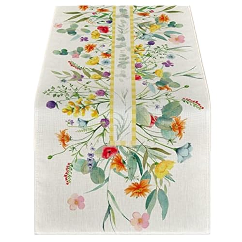 ZHAOQIN Tischläufer Modern Tischläufer aus Leinen mit Blumenmuster, Thanksgiving-Hochzeitstischdekoration for Küchendekor, Home-Party-Tischläufer, Kaffeetischdekoration(D,200x33cm 78x13inch) von ZHAOQIN