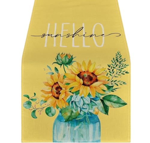 ZHAOQIN Tischläufer Modern Tischläufer aus Leinen mit Blumenmuster, Thanksgiving-Hochzeitstischdekoration for Küchendekor, Home-Party-Tischläufer, Kaffeetischdekoration(K,150x33cm 59x13inch) von ZHAOQIN