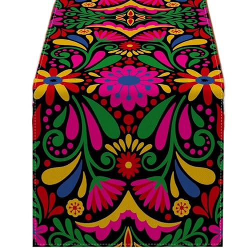 ZHAOQIN Tischläufer Modern Tischläufer aus Leinen mit bunten Blumen, Heimdekoration, Party, Restaurant, Tischläufer, Wohnzimmer, Couchtisch, Tischdekoration, Tischset(10,180x33cm70x13inch) von ZHAOQIN