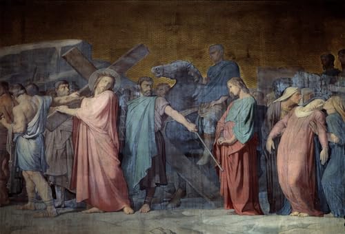 ZHAOSHAN Bekannt Kunst Poster Leinwand Tier Bild Christus trägt sein Kreuz Detail eines Freskos von Hippolyte Flandrin klassischer Kunstdruck für Office Home Decor 60x90cm von ZHAOSHAN