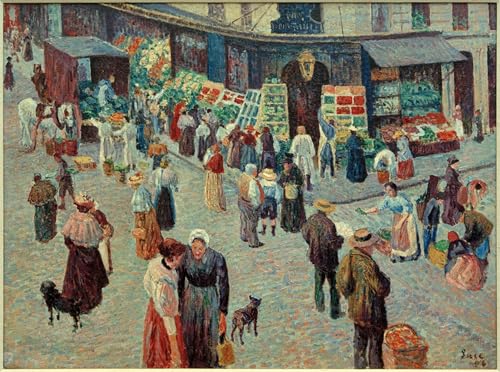 ZHAOSHAN Bekannt Kunst Poster Leinwand Tier Bild Lebensmittelgeschäft Rue Des Abbesses von Maximilien Luce klassischer Kunstdruck für Wanddekoration 60x90cm von ZHAOSHAN