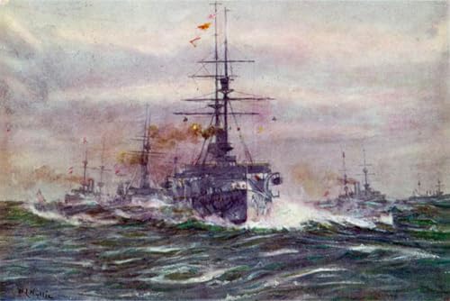 ZHAOSHAN Bekannt Kunst Poster Leinwand Tier Bild Schlachtschiffe der Weißen Ära auf See von William Lionel Wyllie klassischer Kunstdruck für Wanddekoration 60x90cm von ZHAOSHAN
