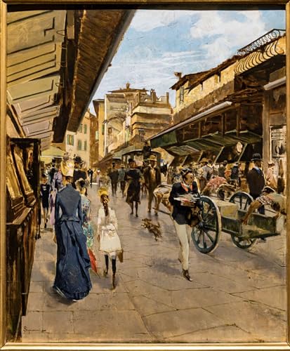 ZHAOSHAN Bekannt Wanddekorationen Gemalde Wand-Kunst Bild Alte Brücke in Florenz von Telemaco Signorini Wandbilder Drucke Poster für Wanddekoration 60x90cm von ZHAOSHAN