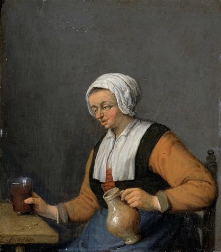 ZHAOSHAN Bekannt Wanddekorationen Gemalde Wand-Kunst Bild eine Frau mit einem Bierkrug von Adriaen Jansz Van Ostade Wandbilder Drucke Poster für Office Home Decor 60x90cm von ZHAOSHAN