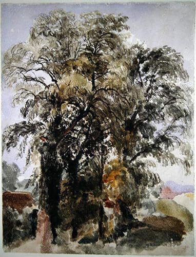 ZHAOSHAN Berühmte Gemälde Moderne Kunst Wandbild Poster Kunstdrucke Bäume mit landwirtschaftlichen Gebäuden in der Ferne von Peter De Wint Poster Bilder Leinwand für Wanddekoration 60x90cm von ZHAOSHAN