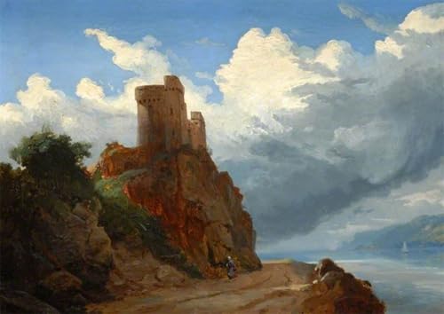 ZHAOSHAN Berühmte Gemälde Moderne Kunst Wandbild Poster Kunstdrucke Das Schloss Auf Der Klippe Von Joséphine Bowes Poster Bilder Leinwand für Wanddekoration 60x90cm von ZHAOSHAN