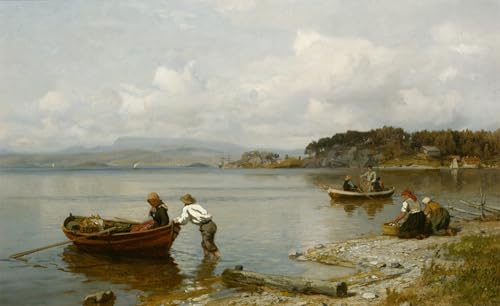 ZHAOSHAN Berühmte Gemälde Moderne Kunst Wandbild Poster Kunstdrucke Fjordlandschaft von Hans Gude Poster Bilder Leinwand für Wanddekoration 60x90cm von ZHAOSHAN