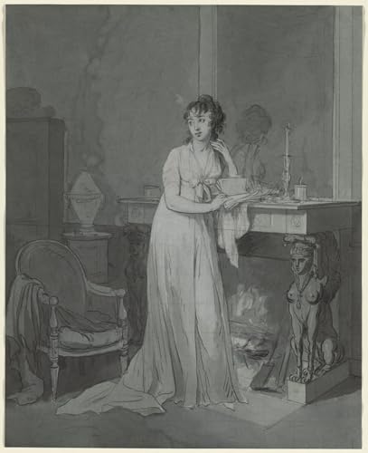 ZHAOSHAN Berühmte Gemälde Moderne Kunst Wandbild Poster Kunstdrucke Frau vor einem Kamin von Louis Leopold Boilly Poster Bilder Leinwand für Office Home Decor 60x90cm von ZHAOSHAN