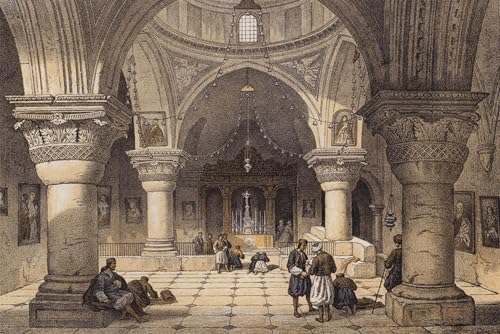ZHAOSHAN Berühmte Gemälde Moderne Kunst Wandbild Poster Kunstdrucke Kapelle St. Helena von David Roberts Poster Bilder Leinwand für Wanddekoration 60x90cm von ZHAOSHAN
