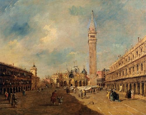 ZHAOSHAN Berühmte Gemälde Moderne Kunst Wandbild Poster Kunstdrucke Piazza San Marco von Francesco Guardi Poster Bilder Leinwand für Wanddekoration 60x90cm von ZHAOSHAN