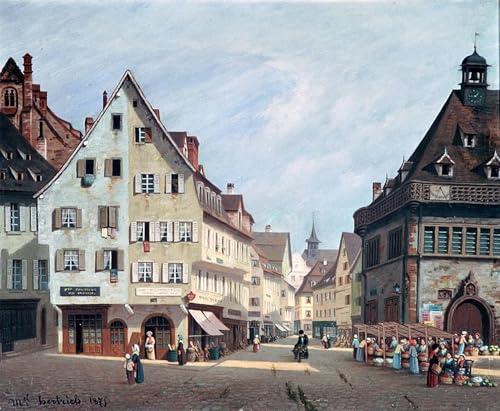 ZHAOSHAN Berühmte Gemälde Moderne Kunst Wandbild Poster Kunstdrucke Place Du Marchefruits von Michel Hertrich Poster Bilder Leinwand für Wanddekoration 60x90cm von ZHAOSHAN