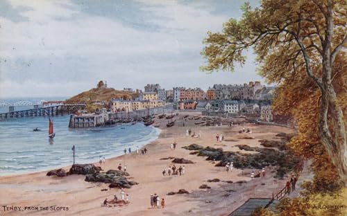 ZHAOSHAN Berühmte Gemälde Moderne Kunst Wandbild Poster Kunstdrucke Tenby von den Hängen von Alfred Robert Quinton Poster Bilder Leinwand für Wanddekoration 60x90cm von ZHAOSHAN