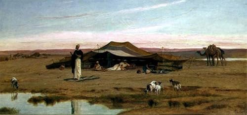 ZHAOSHAN Berühmte Gemälde Moderne Kunst Wandbild Poster Kunstdrucke das Abendgebet des Scheichs von Frederick Goodall Poster Bilder Leinwand für Wanddekoration 60x90cm von ZHAOSHAN