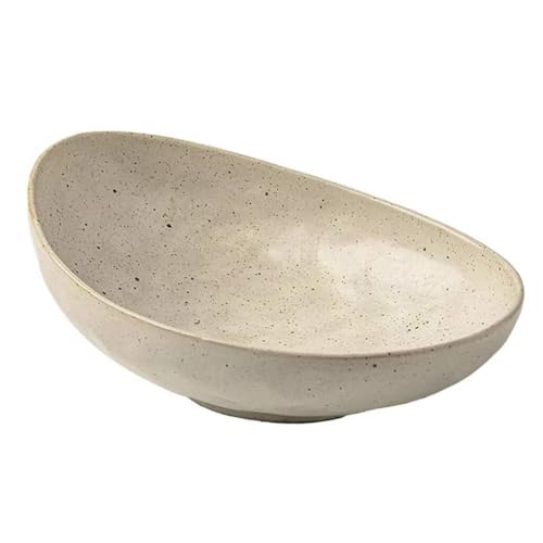 9,5-Zoll unregelmäßig geformte Keramiksalatschale, Retro Matte flachmündiger Teller 9,5-Zoll unregelmäßig geformte Keramiksalatschale, Retro Matte flachmündiger Teller von ZHAOSTORE