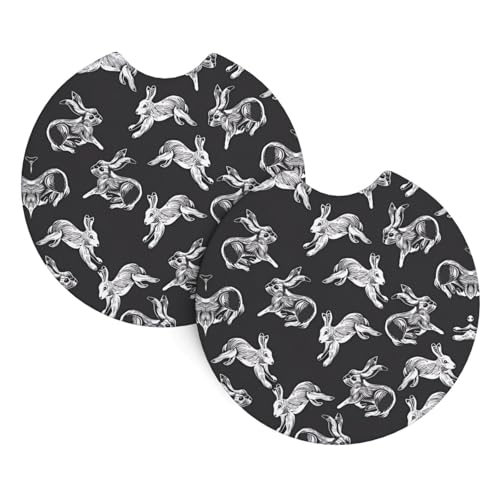 Bunny Rabbit Print Auto Innen Getränkehalter Pad - Universal Getränkeuntersetzer Auto Untersetzer für LKW SUV Vans Boote von ZHAOUR
