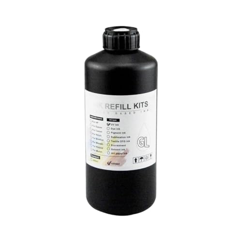 ZHAOXCAIN 1000 ml Flaschen -LED -Tinte kompatibel mit DX4 DX5 DX6 Printhead Kompatibel mit L800 L805 R1390 R1400 R1410 4800 7800 9800 Universaldrucker(Soft UV Gloss) von ZHAOXCAIN