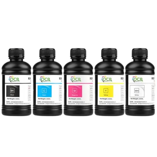 ZHAOXCAIN 250 ml * 5 LED-Tinte, kompatibel mit 1390 1400 1410 DX4 DX5 DX6 DX7 Druckköpfen Kompatibel mit Roland Mimaki Flachbett-Tintenstrahldrucker, weiche Tinte(5PCS Soft and Funnel) von ZHAOXCAIN