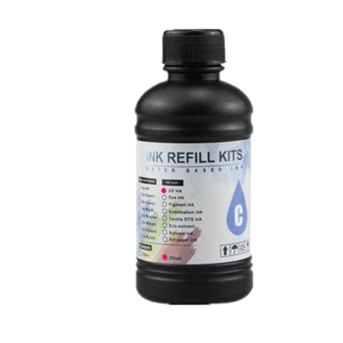 ZHAOXCAIN 250 ml Flasche Harttinte CMYK Weiße LED -Tinte kompatibel mit DX5 DX7 XP600 TX800 Printheads i3200 I1600 R1900 R2000 RL800 Drucker(1PC-Cyan-Hard) von ZHAOXCAIN
