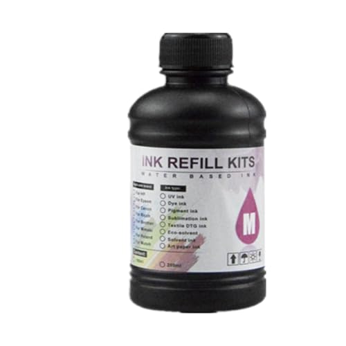 ZHAOXCAIN 250 ml Flasche Harttinte CMYK Weiße LED -Tinte kompatibel mit DX5 DX7 XP600 TX800 Printheads i3200 I1600 R1900 R2000 RL800 Drucker(1PC-Magenta-Hard) von ZHAOXCAIN
