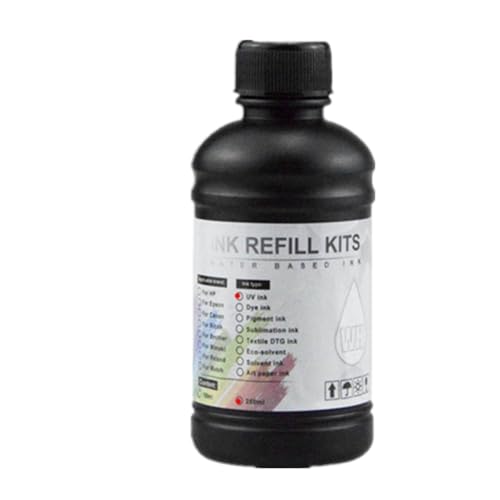 ZHAOXCAIN 250 ml Flasche Harttinte CMYK Weiße LED -Tinte kompatibel mit DX5 DX7 XP600 TX800 Printheads i3200 I1600 R1900 R2000 RL800 Drucker(1PC-Withe-Hard) von ZHAOXCAIN