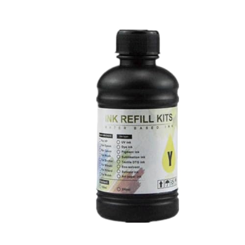 ZHAOXCAIN 250 ml Flasche Harttinte CMYK Weiße LED -Tinte kompatibel mit DX5 DX7 XP600 TX800 Printheads i3200 I1600 R1900 R2000 RL800 Drucker(1PC-Yellow-Hard) von ZHAOXCAIN
