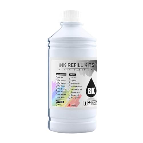 ZHAOXCAIN DTG -Tinte Textiltinte Kompatibel mit Kleidungsstücke, die mit i3200 DX5 DX6 DX7 TX800 I1600 4050 6090 Printheads Kompatibel mit L800 1390 R1900 R2000 F2000 F2100 kompatibel sind(1pc-BK) von ZHAOXCAIN