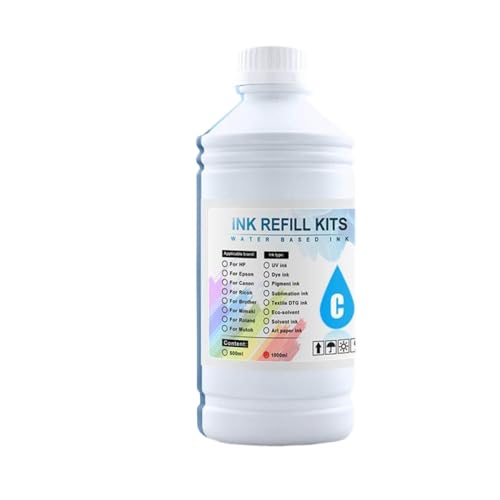 ZHAOXCAIN DTG -Tinte Textiltinte Kompatibel mit Kleidungsstücke, die mit i3200 DX5 DX6 DX7 TX800 I1600 4050 6090 Printheads Kompatibel mit L800 1390 R1900 R2000 F2000 F2100 kompatibel sind(1pc-C) von ZHAOXCAIN