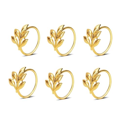 ZHAOYUQI Serviettenringe 6 Stück/12 Stück Goldblatt-Serviettenringe, Herbst-Serviettenhalter for Hotel-Hochzeits-Dinnig-Tischdekoration Serviettenring(Color:Gold-6pcs) von ZHAOYUQI