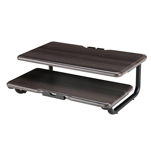 ZHCHAO 2-stöckiger Computer-Monitorständer, Metall-Tisch-Organizer für Laptop, Computer, Heimbüro, Monitorhalterung (dunkles Holz) von ZHCHAO