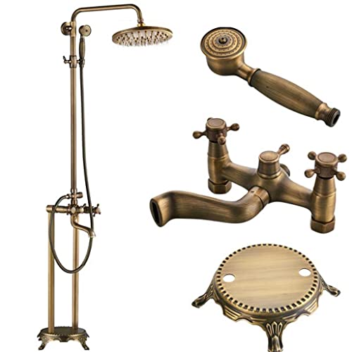 ZHCHAO Badewannentafel auf Boden montiert Wasserhahn Grawfoot Perfection Standard Duscharmatur Touper mit Handgriff 8 Zoll Regenduschsystem ZHCHAO Badewannentafel auf Boden montiert Wasserhahn Grawfoot Perfection Standard Duscharmatur Touper mit Handgriff 8 Zoll Regenduschsystem von ZHCHAO