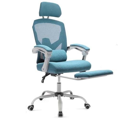 ZHCHAO Bürostuhl, verstellbarer Bürostuhl mit Fußstütze, hohe Rückenlehne, Computerstuhl, Netzstoff, Heimbüro, Schreibtischstühle mit Rollen von ZHCHAO