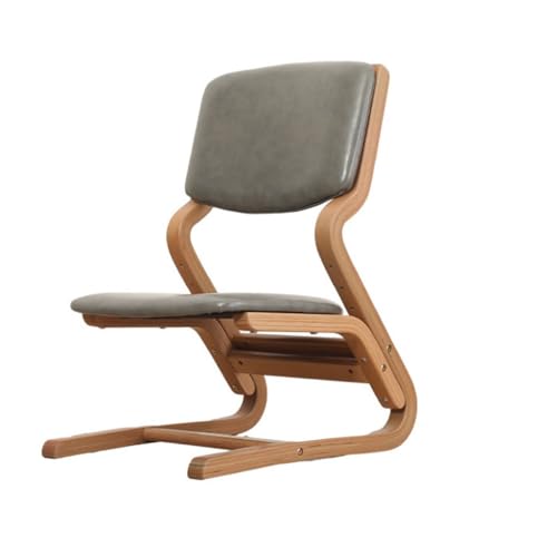 ZHCHAO Esszimmerstuhl aus Massivholz, Rückenlehne für Café und Hotel, Studienstuhl für Unterstudenten, kann den Computerstuhl anheben (Silber) von ZHCHAO