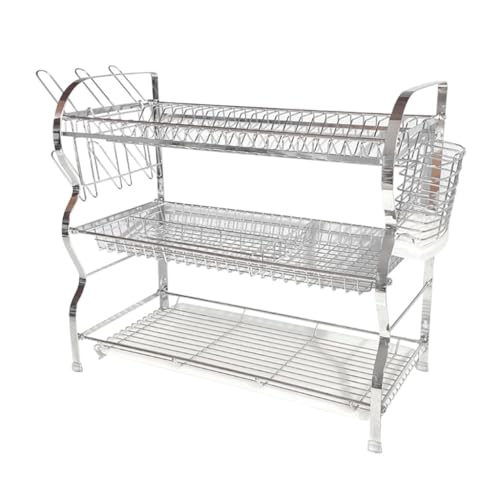 ZHCHAO Geschirrabtropfgestell, großes Abtropfgestell aus Metall, für Küchenspüle von ZHCHAO