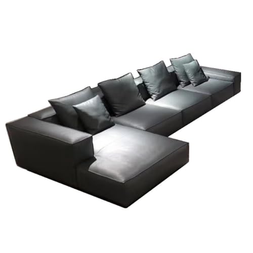 ZHCHAO Italienisches minimalistisches Wohnzimmer Ecke gerade Reihe Holz Skelett Leder Feder Sofa von ZHCHAO