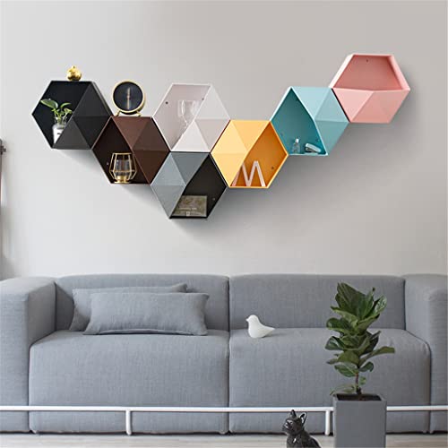 ZHCHAO Nordic Home Decoration Wall Hanging Shelf Flower Pot Multifunctional Storage Box Room Decoration Wall Creative Combination Mural(F) von ZHCHAO