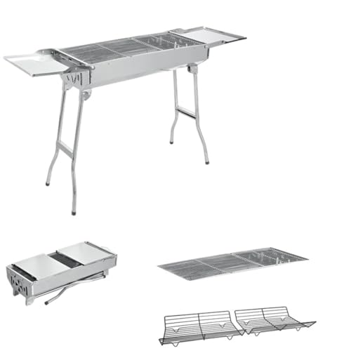 ZHCHAO Outdoor Klappbarer tragbarer Grillrost BBQ Holzkohle Haushaltsgrill verdickter Edelstahl von ZHCHAO