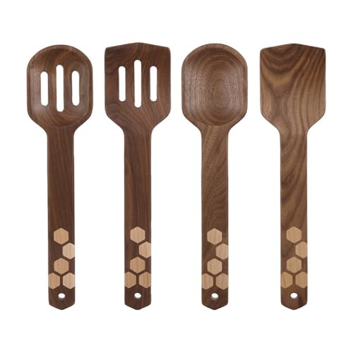 ZHCHAO Schwarzer Walnusslöffel, auslaufender Löffel, Suppenlöffel, Spatel, Haushaltsset von ZHCHAO