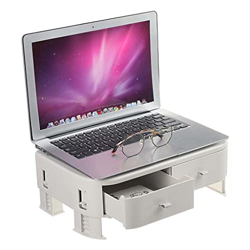 ZHCHAO Verstellbarer Monitorständer, Schreibtisch-Halterung mit 2 Schubladen, Aufbewahrungsbox für Zuhause, Büro, Laptop, PC ZHCHAO Verstellbarer Monitorständer, Schreibtisch-Halterung mit 2 Schubladen, Aufbewahrungsbox für Zuhause, Büro, Laptop, PC von ZHCHAO