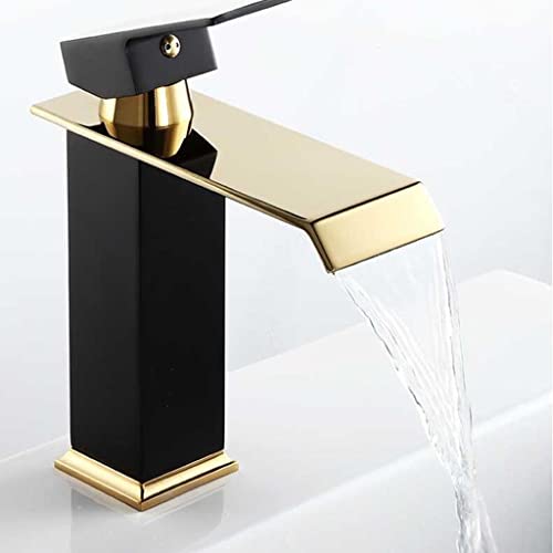 ZHCHAO Waschtischarmatur Wasserfallhahn Messing Badezimmer Wasserhahn Badezimmer Waschbecken Wasserhahn Heiß und Kalt Waschbecken Wasserhahn (Farbe: D, Größe: Hellgrau) von ZHCHAO