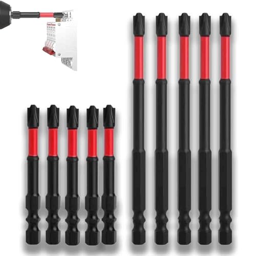 FPH2 Impact Screwdriver Bit Set,S2 Steel 65mm & 110mm Slotted Heads 1/4 Inch Hex Shank,Cross Slot Screw Driver Drill Bits for Electricians von ZHCWEP