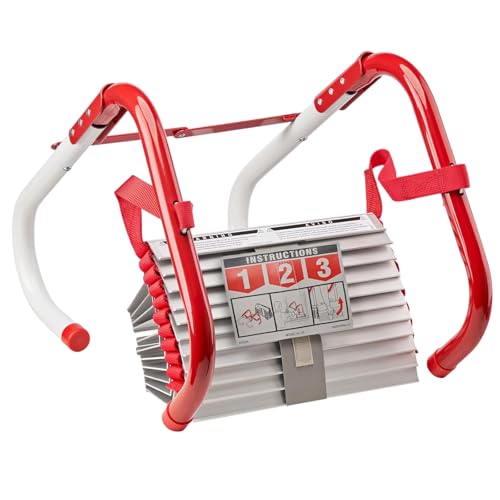 ZHDANB Tragbare Feuerleiter Ausziehbar auf 7,5/10M Tragbare Feuerstelle 3/4-stöckige Notleiter Tragbare klappbare Fluchtleiter Für die Fensterbänke der meisten Fenster 7.5M/24.6FT von ZHDANB