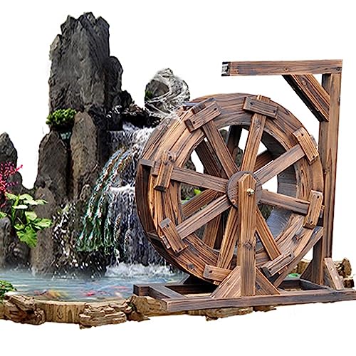 Gartenterrasse Teich Holz Wasserrad Brunnen Wasserfall Rad Gartendekoration Wasserspiel für Teich oder Gartendekoration (Größe: 30 cm (11,8 Zoll)) von ZHDBD