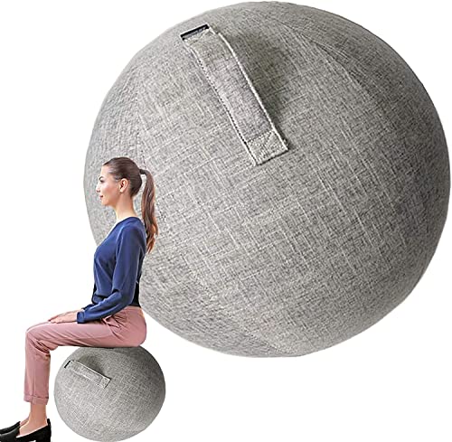 Gymnastikball-Stuhl für Büro und Schreibtisch, Yoga-Stuhl mit Stabilitätsballbezug, Yoga-Ball-Bürostuhl 55/65/75 cm Yoga-Ball-Stuhlbezug (Farbe: Grau, Größe: 75 cm) von ZHDBD